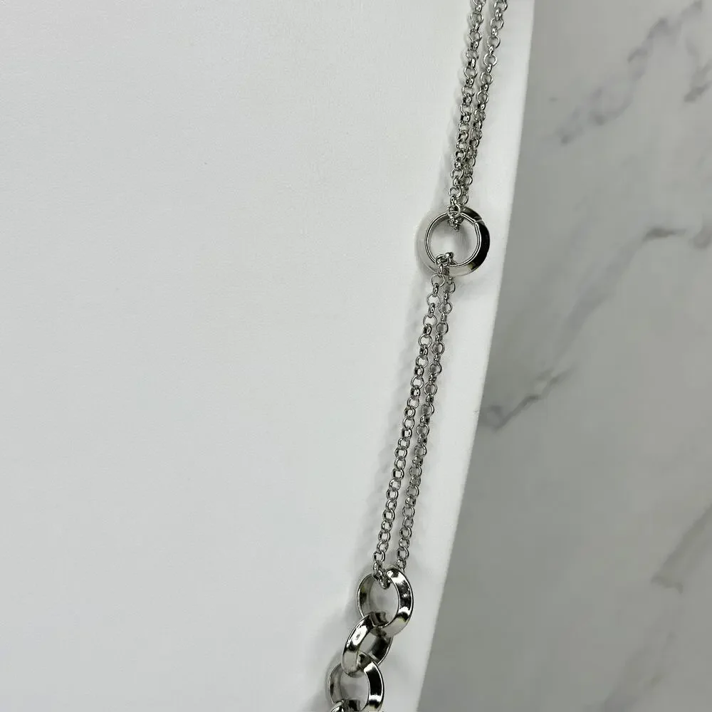 Silver Tone Mixed Link Chain Necklace ✨
